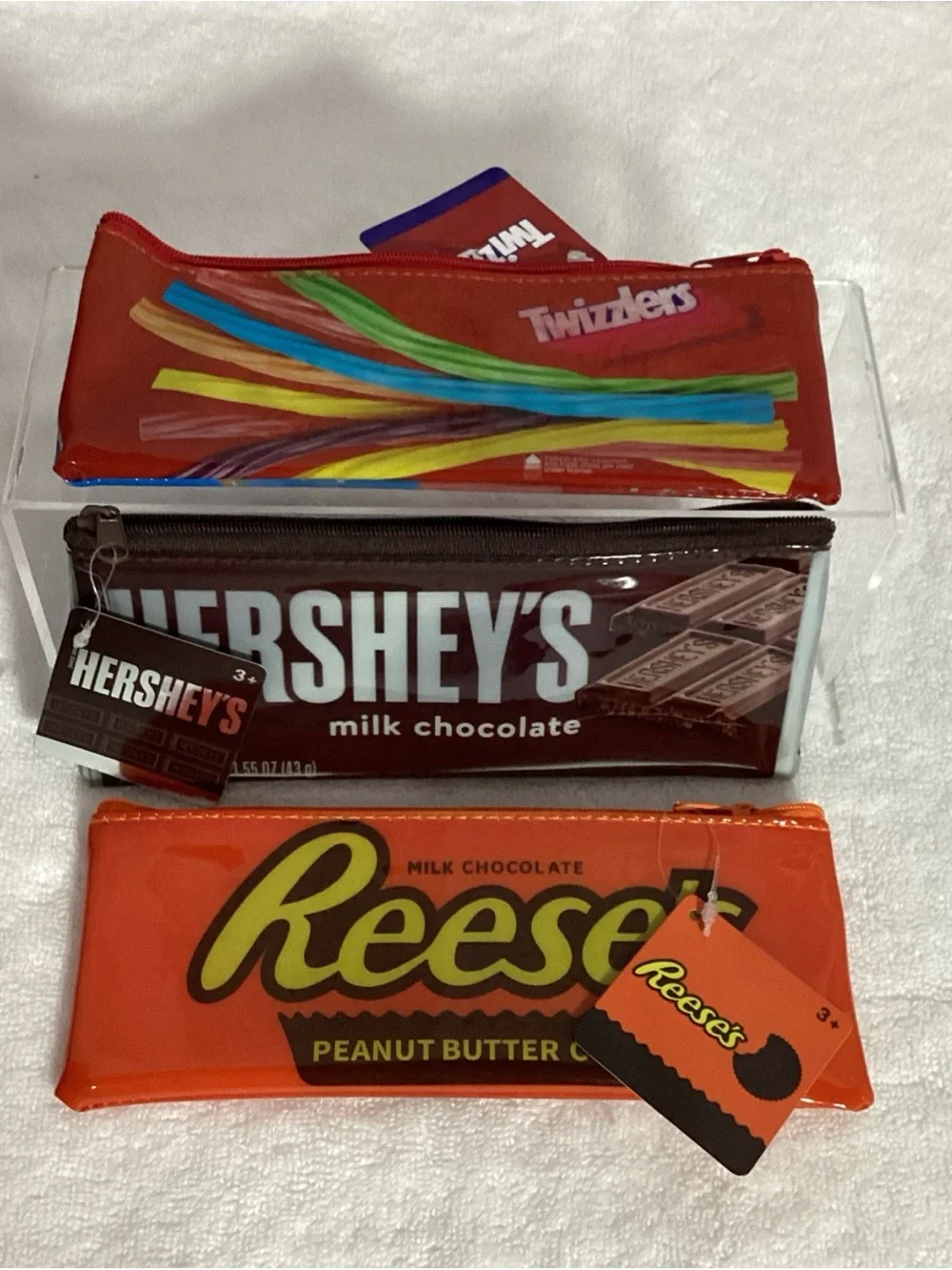 Hershey’s, Reese’s & Twizzler’s Zippered Vinyl Pencil Cosmetic Case Pouches Set